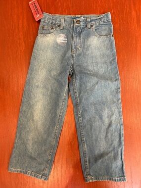 Light Blue Kids Straight-Leg Jeans with Adjustable Waist